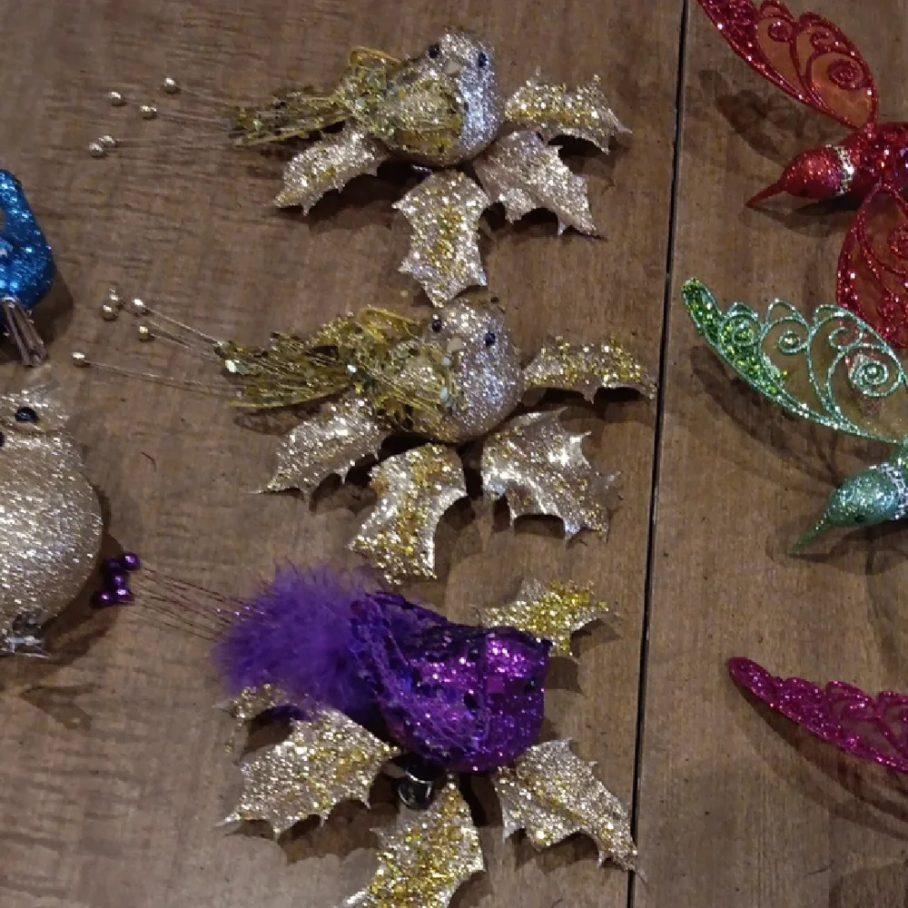 Source Unknown Glitter Bird Ornament Collection